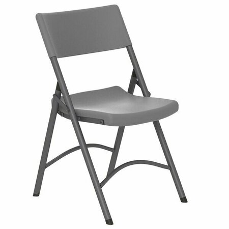 ZOWN 60410SGY4E Commercial Gray Resin Folding Chair - 4/Pack, 4PK 31260410SGY4